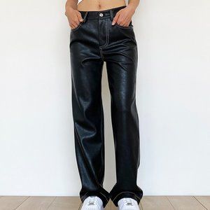 Leather Straight Leg Pants